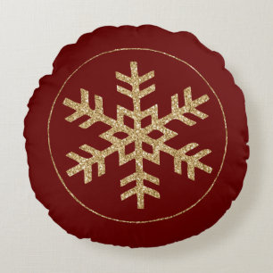 Coussins Ronds Fléau de neige Parties scintillant rouge or