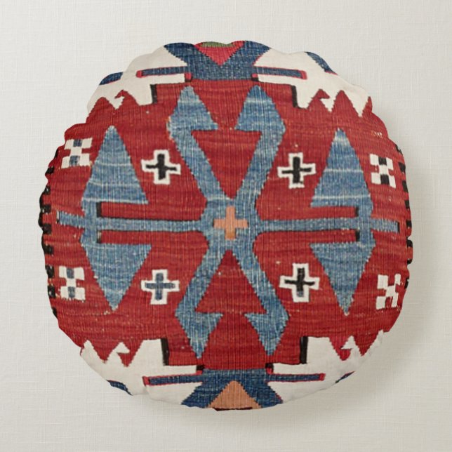 Coussins Ronds Flèche en Diamant Bleu Konya II Red Cowboy  (Devant)