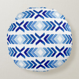 Coussins Ronds Flèches bleu Rhombus Motif aquarelle