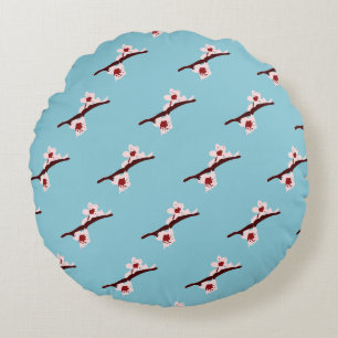 Coussins Ronds Fleur de cerisier, Sakura, motif floral rose