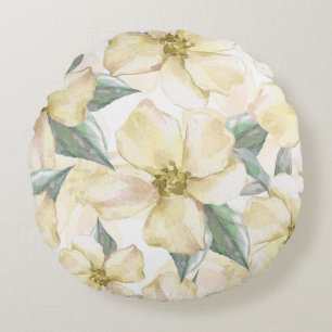 Coussins Ronds Fleur de crème à l'aquarelle - Floral neutre
