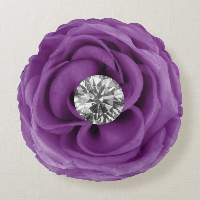 Coussins Ronds Fleur de diamant violet (Devant)