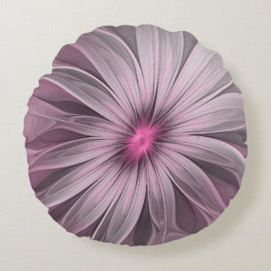 Coussins Ronds Fleur de fantaisie Art abstrait de prune floral fr