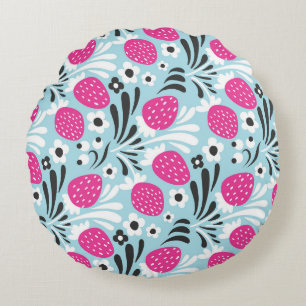 Coussins Ronds Fleur de fraise : Berry Rose Sans Seamless.