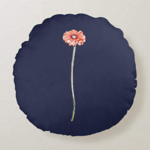 Coussins Ronds Fleur de Gerbera rouge pâle