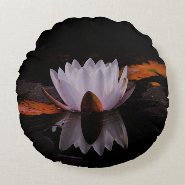 Coussins Ronds Fleur de lotus blanc zen (Devant)