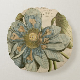 Coussins Ronds Fleur de Lotus bleu sur l'arrière - plan bronzage