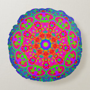 Coussins Ronds Fleur de nuit Mandala Boho réversible