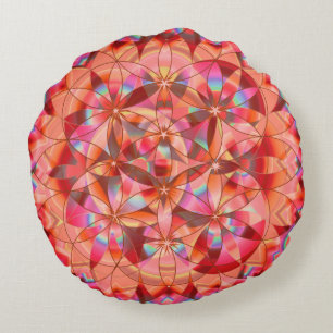 Coussins Ronds Fleur de vie~coussin rond rouge