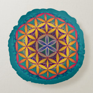 Coussins Ronds Fleur de vie Mandala