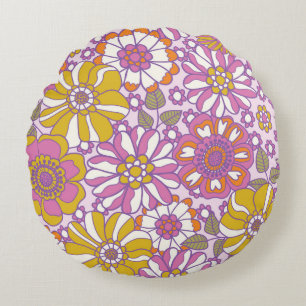 Coussins Ronds Fleur des années 60 rétro. motif d'illustration vi