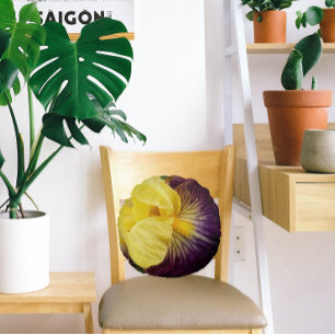 Coussins Ronds Fleur d'Iris à épaulettes violet et jaune