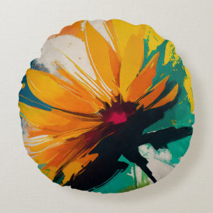 Coussins Ronds Fleur énigmatique – une danse de couleur et de mou