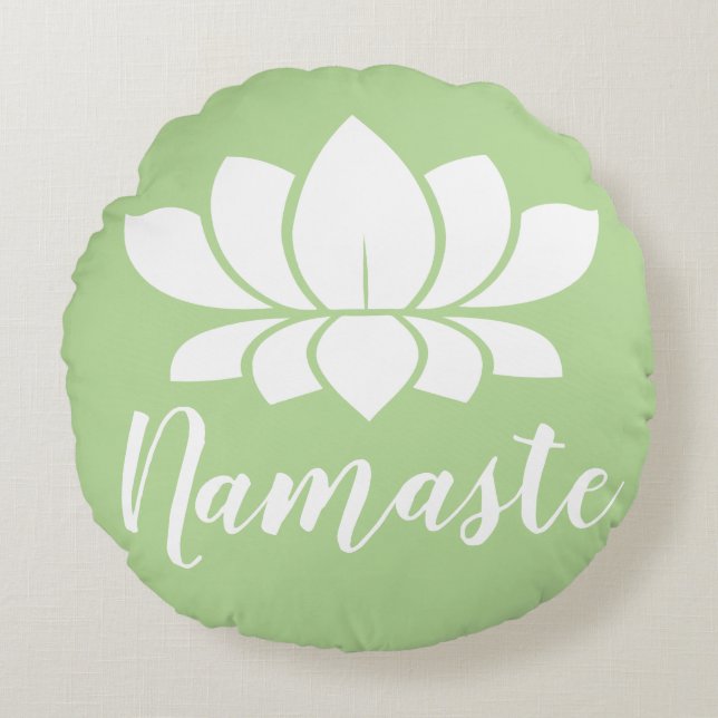 Coussins Ronds Fleur Lotus Blanc Moderne Namaste Yoga (Devant)