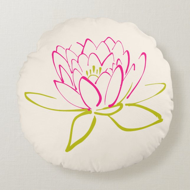 Coussins Ronds Fleur Lotus / Illustration de la couche d'eau (Devant)