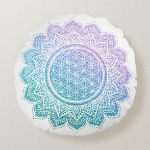Coussins Ronds Fleur mignonne de vie Mandala parties scintillant