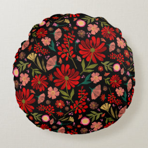 Coussins Ronds Fleur noire florale estivale de fleurs sauvages co