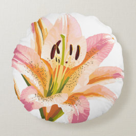 Coussins Ronds Fleur rose Lily | Belle peinture