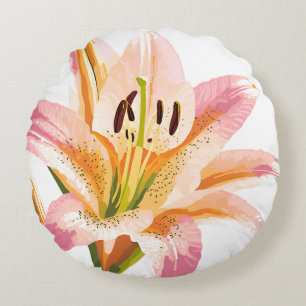 Coussins Ronds Fleur rose Lily   Belle peinture