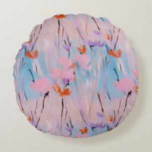 Coussins Ronds Fleur sauvage aquarelle pastel