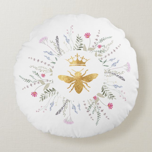 Coussins Ronds fleur sauvage cadre Queen bee (Devant)