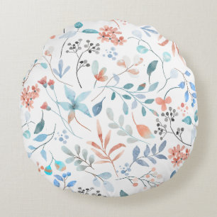 Coussins Ronds Fleur sauvage d'aquarelle Floral