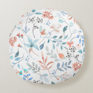 Coussins Ronds Fleur sauvage d'aquarelle Floral