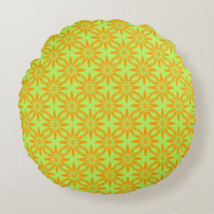 Coussins Ronds Fleur verte orange Motif sans couture