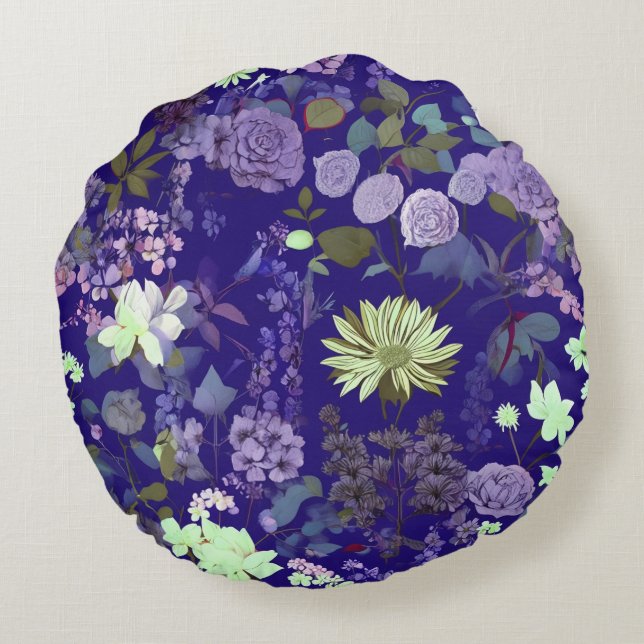 Coussins Ronds Fleurs à l'atmosphère élégante et mystérieuse (Dos)