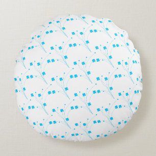 Coussins Ronds Fleurs Bleues Ciel Lumineux, Petite Impression Flo