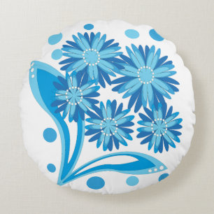 Coussins Ronds Fleurs bleues d'origine