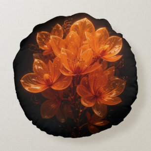 Coussins Ronds Fleurs brillantes orange brûlées sur arrière - pla