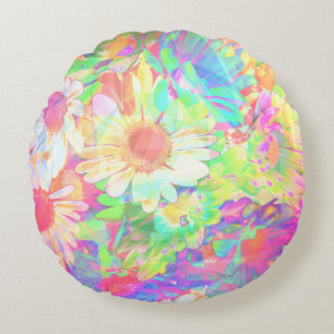 Coussins Ronds Fleurs colorées brillantes