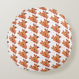 Coussins Ronds Fleurs d'aquarelle orange I