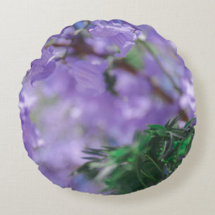 Coussins Ronds Fleurs d'arbre pourpres Jacaranda