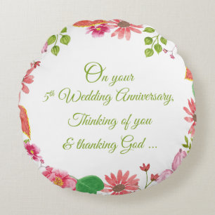 Coussins Ronds Fleurs de 5e anniversaire de mariage religieux