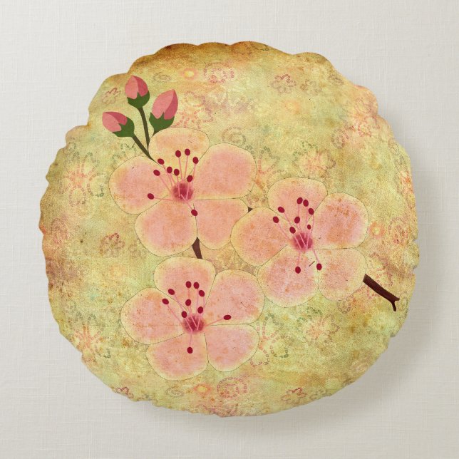 Coussins Ronds Fleurs de cerise ronde lancer PIllow (Devant)