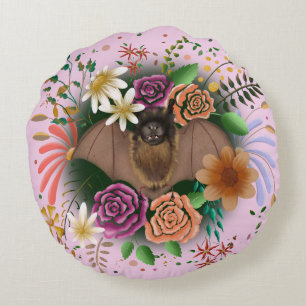Coussins Ronds Fleurs de chauve-souris florales Botaniques