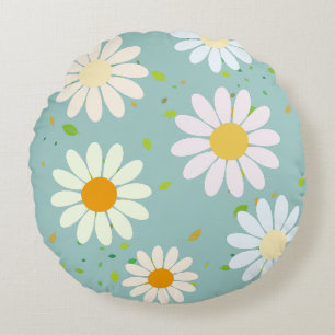 Coussins Ronds Fleurs de marguerite simple motif floral tendance 