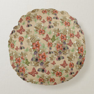 Coussins Ronds Fleurs de mariage en cuir