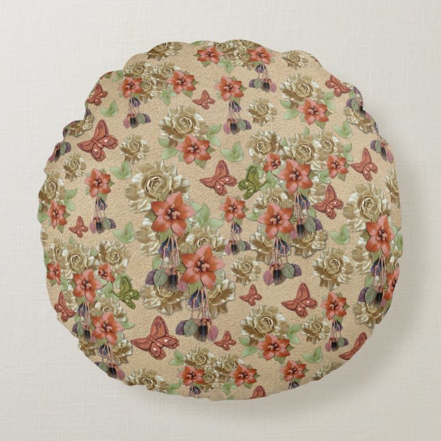 Coussins Ronds Fleurs de mariage en cuir (Devant)