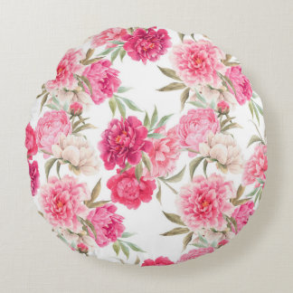 Coussins Ronds Fleurs de pivoines roses sans couture motif