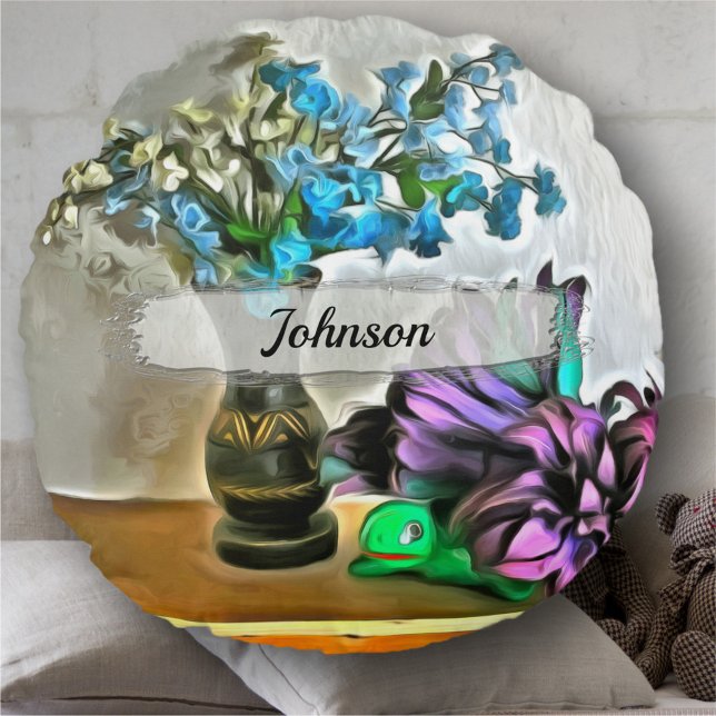 Coussins Ronds Fleurs de soie et de rousseur de maïs 2190 (Créateur téléchargé)