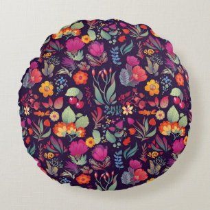 Coussins Ronds Fleurs décoratives : Doodle Vintage sans couture