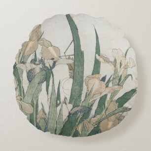 Coussins Ronds Fleurs d'iris et sauterelle, c.1830-31