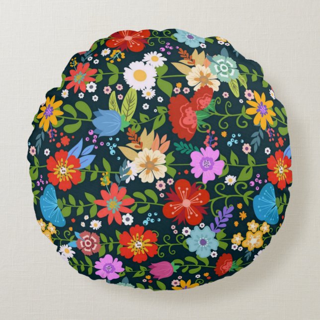 Coussins Ronds Fleurs Ditsy Seamless Motif-20210 (Devant)