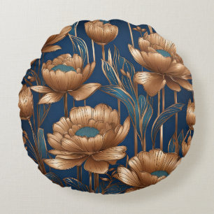 Coussins Ronds Fleurs Dorées