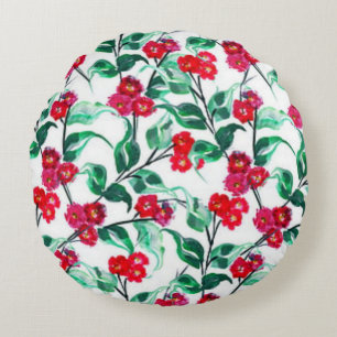 Coussins Ronds Fleurs florales en rouge Motif-56698