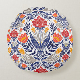 Coussins Ronds Fleurs folkloriques motif