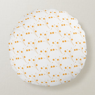 Coussins Ronds Fleurs Jaunes D'Or, Petite Impression Florale